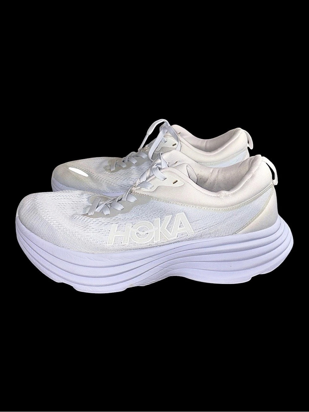 HOKA men’s Bondi 8 White Athletic Shoes size 8.5D